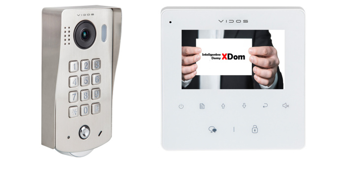 Zestaw jednorodzinny wideodomofonu cyfrowego Vidos Stacja bramowa S1311D monitor M1022W2